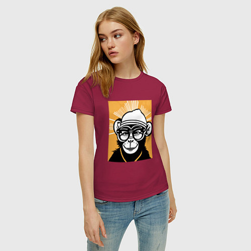 Женская футболка Обезьяна и очки / Маджента – фото 3