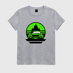 Футболка хлопковая женская Nissan skyline retro style, цвет: меланж