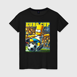 Футболка хлопковая женская Euro cup - Bart Simpson, цвет: черный