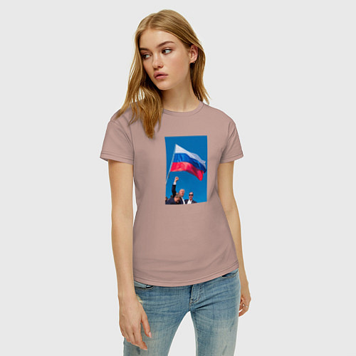 Женская футболка Дональд Трамп за Россию / Пыльно-розовый – фото 3