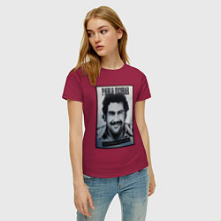 Футболка хлопковая женская Escobar draw portrait, цвет: маджента — фото 2