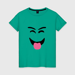 Футболка хлопковая женская Роблокс смешное лицо, цвет: зеленый