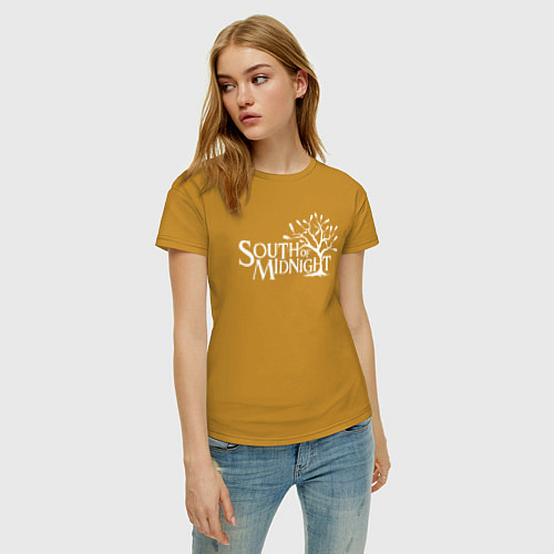 Женская футболка South of midnight logo / Горчичный – фото 3