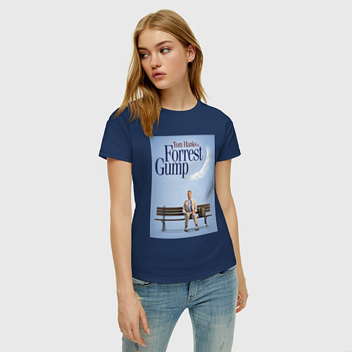 Женская футболка Forrest Gump - Tom is on the bench / Тёмно-синий – фото 3