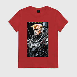 Футболка хлопковая женская Cyber Trump - ai art fantasy, цвет: красный