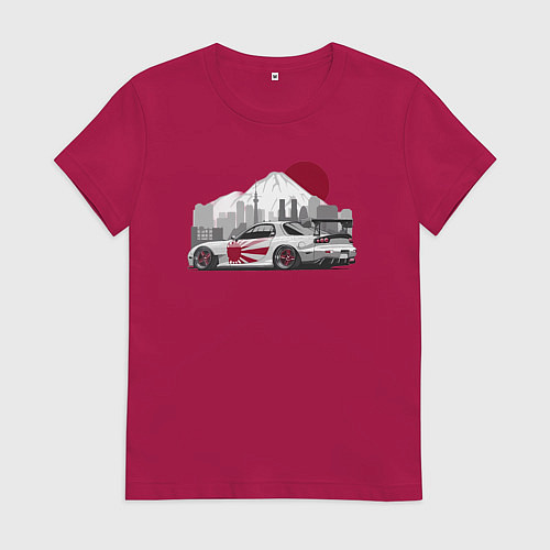 Женская футболка Mazda rx-7 автомобиль гоночный jdm / Маджента – фото 1