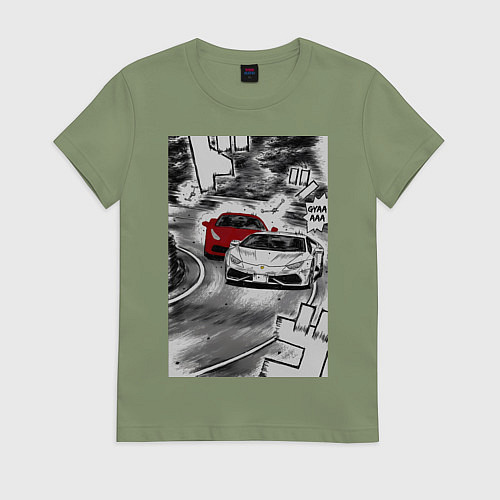 Женская футболка Lamborghini initial d / Авокадо – фото 1