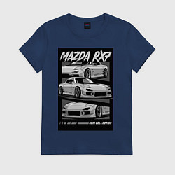 Футболка хлопковая женская Mazda rx-7 JDM авто, цвет: тёмно-синий