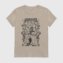 Футболка хлопковая женская Магическая битва Сукуна Денджи расширение простран, цвет: миндальный