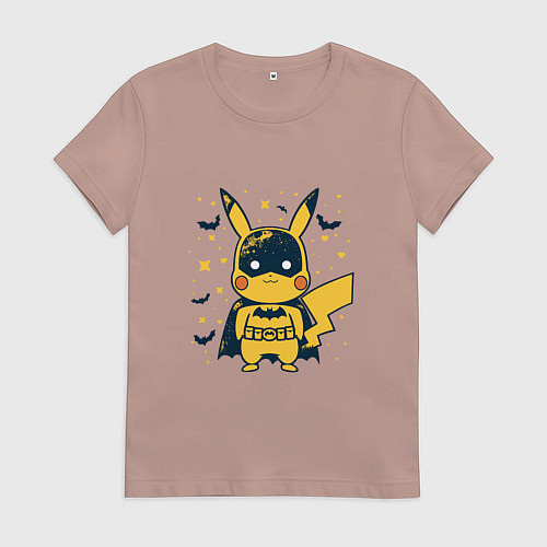 Женская футболка Пикачу бэтмен / Пыльно-розовый – фото 1
