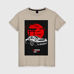 Футболка хлопковая женская Mazda rx-7 jdm style, цвет: миндальный