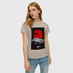 Футболка хлопковая женская Mazda rx-7 jdm style, цвет: миндальный — фото 2