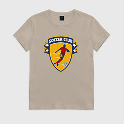 Футболка хлопковая женская Soccer club, цвет: миндальный