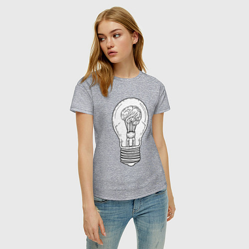 Женская футболка Мозг и лампочка / Меланж – фото 3