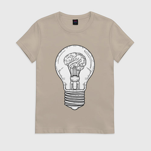 Женская футболка Мозг и лампочка / Миндальный – фото 1