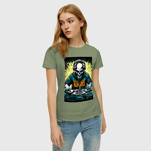 Женская футболка Диджей скелет / Авокадо – фото 3