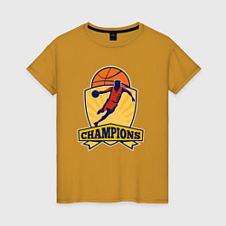 Футболка хлопковая женская Champion basketball, цвет: горчичный