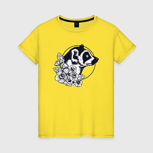Женская футболка Лемур в цветах / Желтый – фото 1