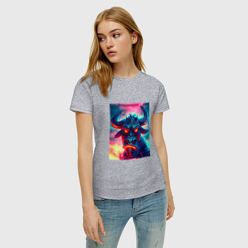 Женская футболка Мощный бычок / Меланж – фото 3