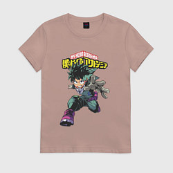Футболка хлопковая женская Моя геройская академия Мидория, цвет: пыльно-розовый