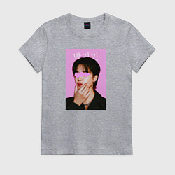 Футболка хлопковая женская Чимин BTS, цвет: меланж