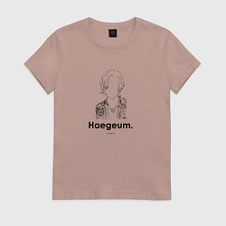 Футболка хлопковая женская BTS Agust D Haegeum, цвет: пыльно-розовый