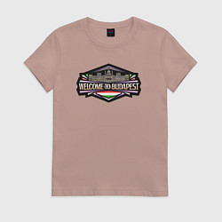 Футболка хлопковая женская Добро пожаловать в Будапешт, цвет: пыльно-розовый