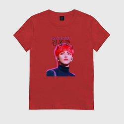 Футболка хлопковая женская Kim Hong Joong Ateez, цвет: красный