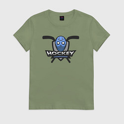 Футболка хлопковая женская Хоккейный чемпионат, цвет: авокадо