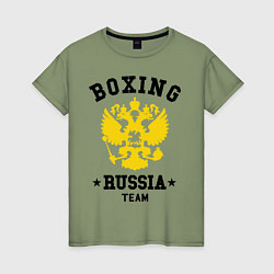 Футболка хлопковая женская Boxing Russia Team, цвет: авокадо