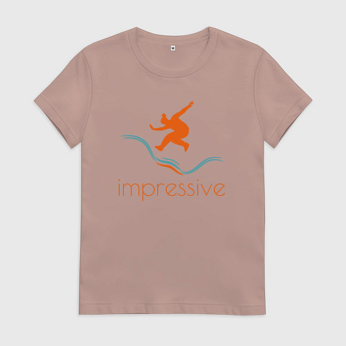 Женская футболка Силуэт и надпись impressive / Пыльно-розовый – фото 1