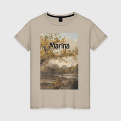 Футболка хлопковая женская Marina осень, цвет: миндальный
