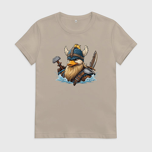 Женская футболка Утка воин викинг / Миндальный – фото 1