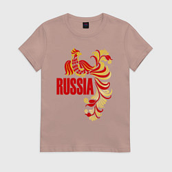 Футболка хлопковая женская Russia, цвет: пыльно-розовый