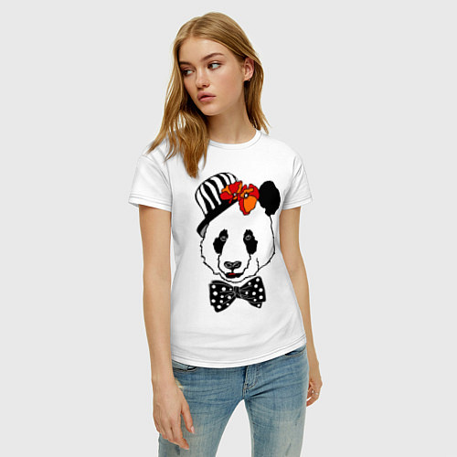 Женская футболка Панда с маками / Белый – фото 3