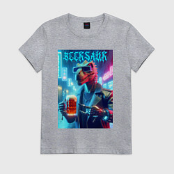 Футболка хлопковая женская Cyber cool dude Dino - ai art fantasy, цвет: меланж