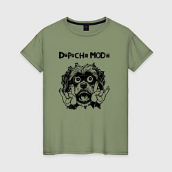 Футболка хлопковая женская Depeche Mode - rock dog, цвет: авокадо