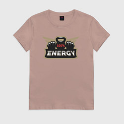 Футболка хлопковая женская Сто процентов энергии, цвет: пыльно-розовый