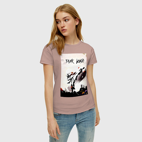 Женская футболка Тхэквондо боец / Пыльно-розовый – фото 3