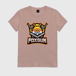 Футболка хлопковая женская Fox gun, цвет: пыльно-розовый