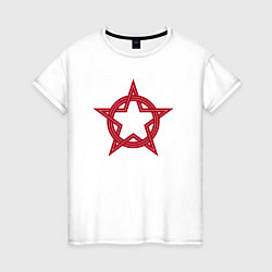 Футболка хлопковая женская Red star USSR, цвет: белый