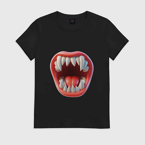 Женская футболка Открытый рот с зубами / Черный – фото 1