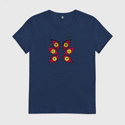 Футболка хлопковая женская Высшая Луна Кокушибо - Клинок, рассекающий демонов, цвет: тёмно-синий