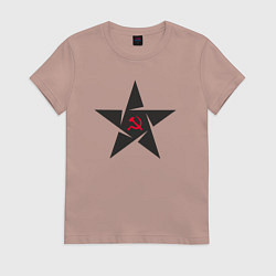 Футболка хлопковая женская Black star USSR, цвет: пыльно-розовый