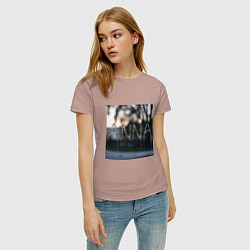 Футболка хлопковая женская Имя Анна из капель дождя, цвет: пыльно-розовый — фото 2