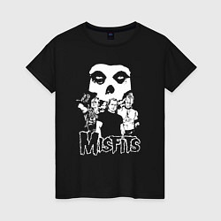 Футболка хлопковая женская Misfits band rock, цвет: черный