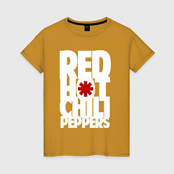 Футболка хлопковая женская RHCP - title and logo, цвет: горчичный