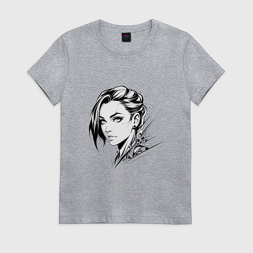 Женская футболка Девушка эмо / Меланж – фото 1
