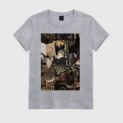 Футболка хлопковая женская Шахматы коллаж, цвет: меланж