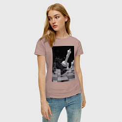 Футболка хлопковая женская Шахматы эстетика, цвет: пыльно-розовый — фото 2